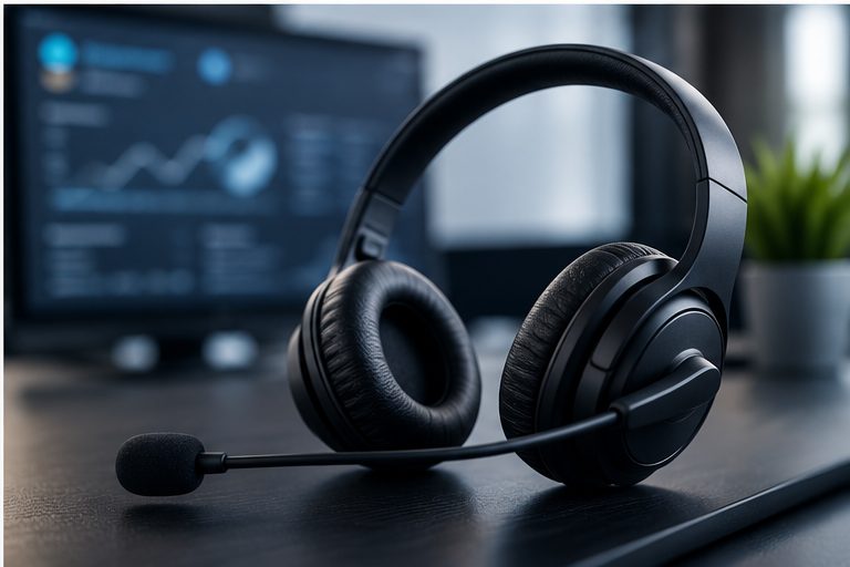Support headset in a monitoring workspace